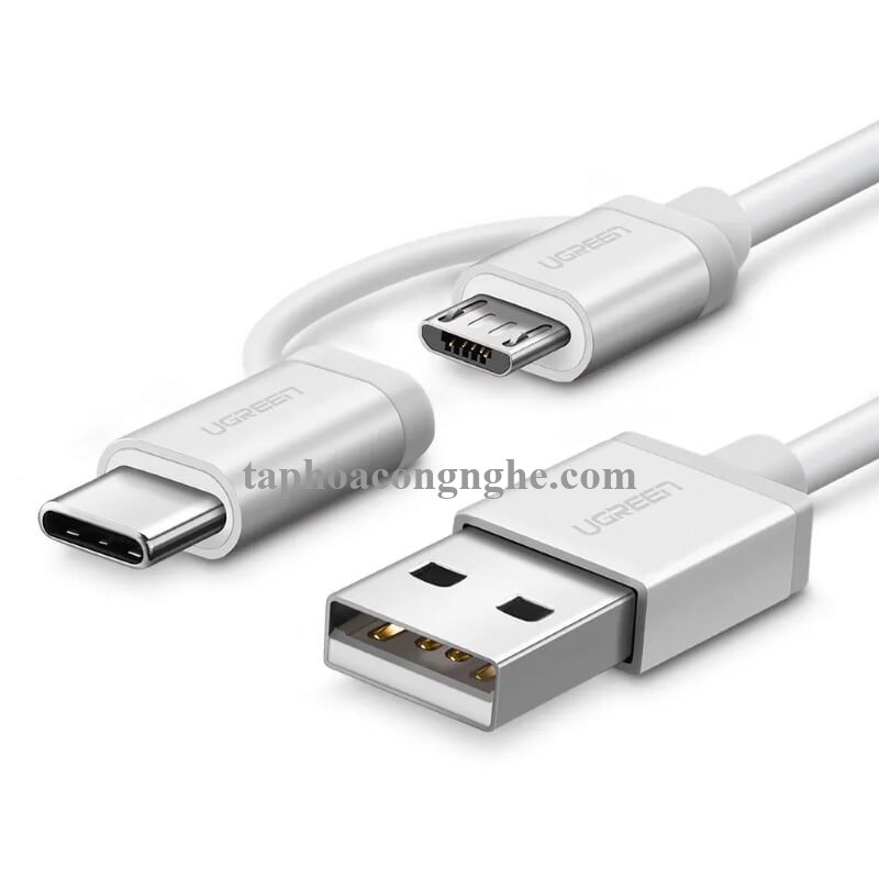 Ugreen 20871 0.5M màu trắng Dây USB 2.0 sang Type-C đầu nhôm US177 30020871